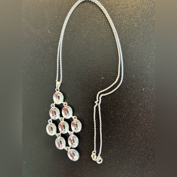 WOLF & BADGER Sterling Silver Sapphire Cubic Zirconia Dangle Pendant Necklace
￼ - Picture 7 of 10